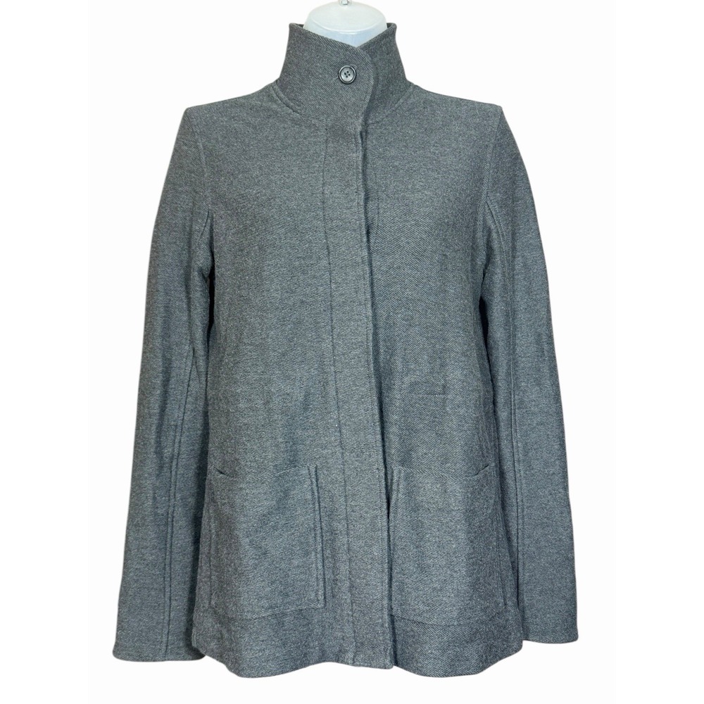 Standard James Perse Women's Small Sweater Jacket‎ Gray Funnel Neck Button Front